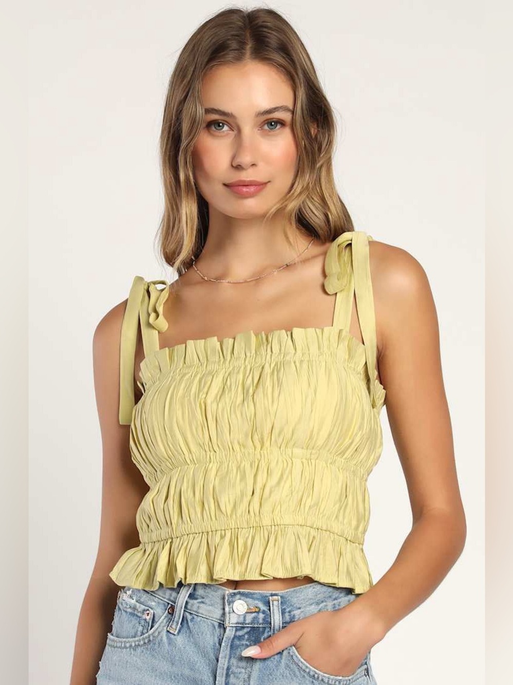 Lulus Gathering Affection Light Green Tie-Strap Tank Top
